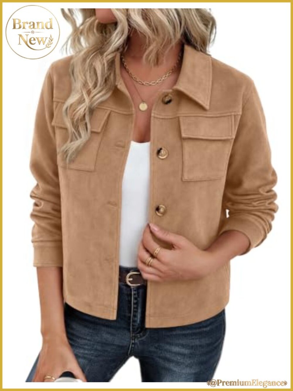 Faux Suede Cropped Jacket Button Down Shacket Fall Coat